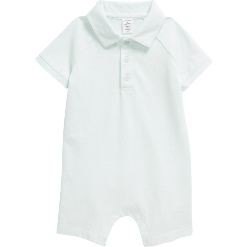 Baby Cotton Polo Romper, 3 M, Blue Glacier