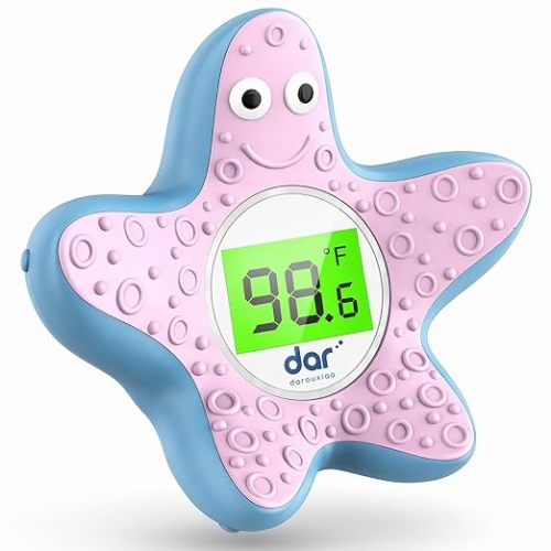 Baby Bath Thermometer for Tub,Floating Digital Water Temperature Thermometer with Instant Accurate Reading,3-Color Safety Light,Auto On/Off for Newborn,Infant & Toddler(Starfish)