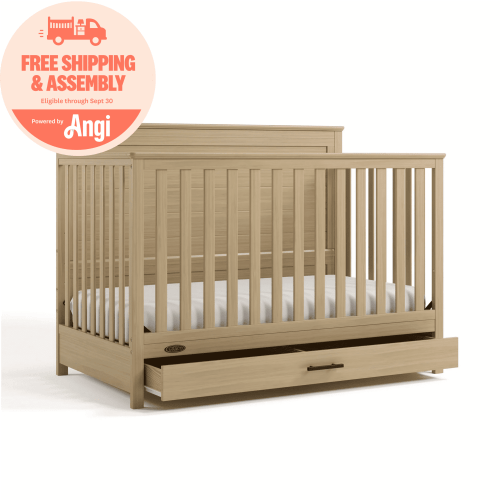 Graco Tristan Convertible Baby Crib with Drawer, Driftwood