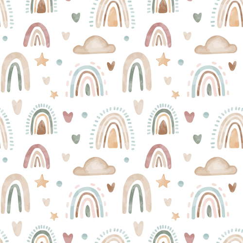 CHIHUT Rainbow Wallpaper Peel and Stick Boho Wallpaper Rainbow Kids Cloud Heart Star Removable Wallpaper Watercolor Self Adhesive Nursery Contact Paper for Girls Baby Bedroom Wall Decor 17.7x100