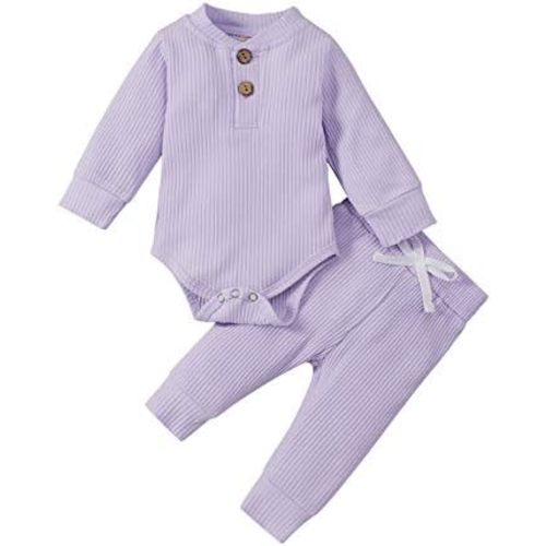 One opening Toddler Baby Boy Girl Clothes Outfits Ribbed Long Sleeve Pullover Sweatshirts Pants Newborn Girl Outfit Set