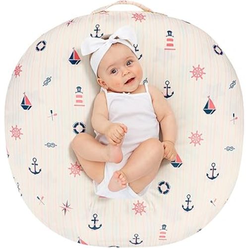 DILIMI Newborn Lounger Cover, Ultra Soft Comfortable Lounger Slipcover Removable Cover for Infant Lounger Pillow, Navigation Anchor (Lounger Pillow Not Included)