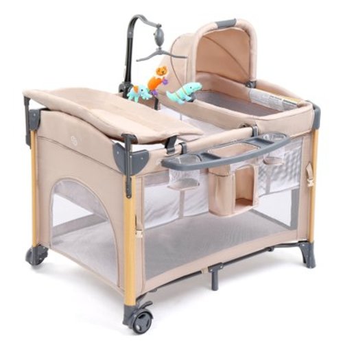 JOYMOR Baby Station Combo: Portable Sleeper, Adjustable Height Crib, Bassinet with Changing Table