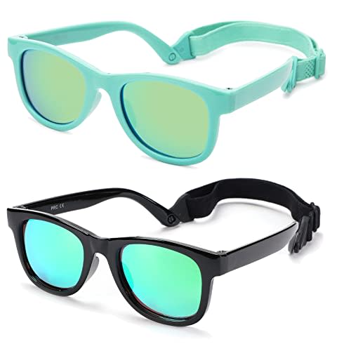 COASION Bendable Flexible Polarized Newborn Baby Sunglasses with Strap for Infant Boys Girls Age 0-12 Months CA8042