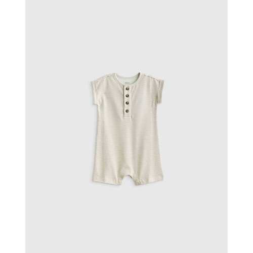 100% Organic Cotton Romper  in Dove Stripe