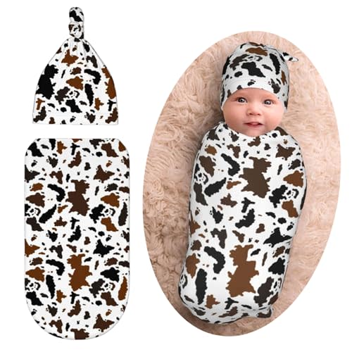 Jarverce Western Cow Swaddle Blanket for Baby, Soft Sleeping Bag, Swaddling Sack for Unisex Newborn Baby, Highland Cow Print Baby Stuff