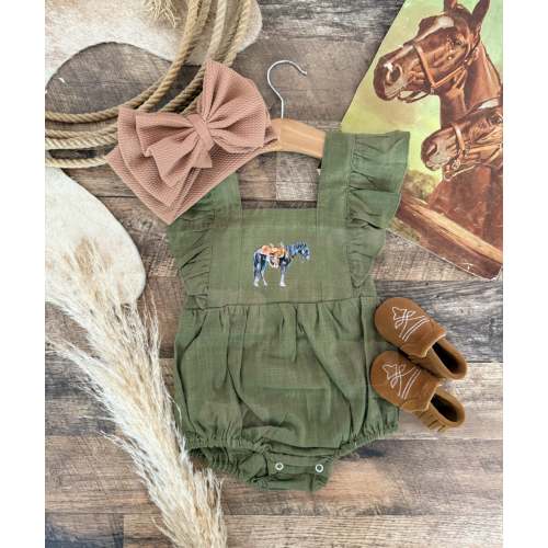 Ol' Trusty Horse Olive Romper – theFRINGEDpineapple