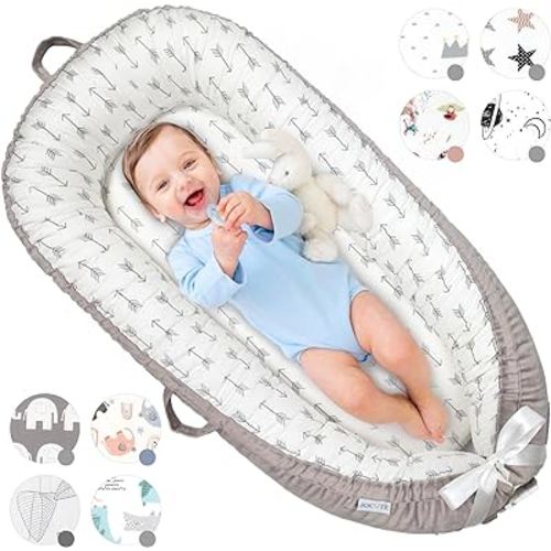 Baby Lounger for Newborn Cover - Newborn Lounger for 0-12 Months, Breathable & Portable Infant Lounger - Adjustable Cotton Soft Baby Floor Seat for Travel, Newborn Essentials - Arrow