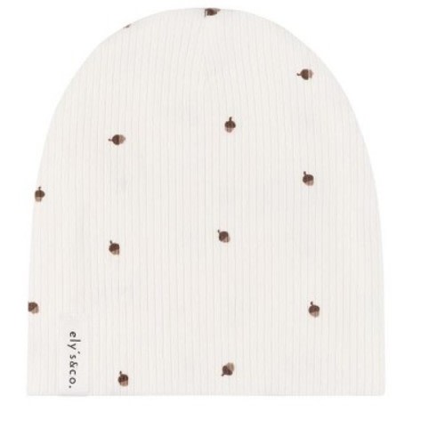 Ely's & Co. Baby Cotton Ribbed Beanie - Acorn Print - 9M