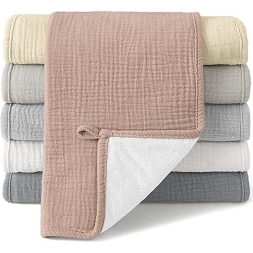 Bearmoss 100% Cotton Muslin Burp Cloths Sets 6 Pack 20x10inch Large Burping Clothes Extra Soft Absorbent for Newborn Unisex Baby Girls and Boys (Winter)