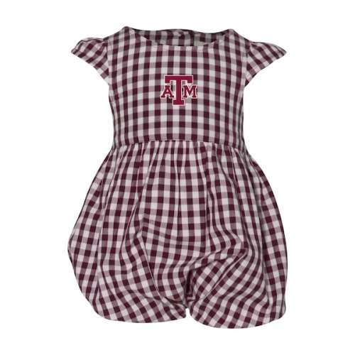 Texas A&M Aggies Garb Girl's Infant Cara Gingham Ruffled Bodysuit - Maroon