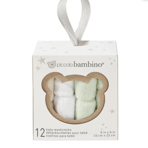 Débarbouillettes Paquet de 12 en Boite - Sauge Piccolo Bambino - Clément