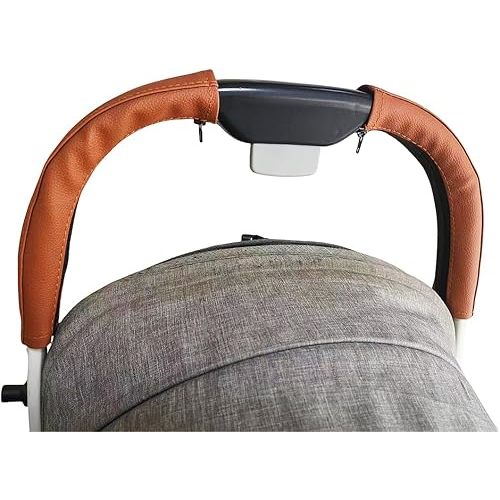 MINILUJIA Soft Smooth Leather Bumper Handlebar Sleeve Protect Case for Baby Stroller Dustproof Protect Cover with Zipper Close One Pair