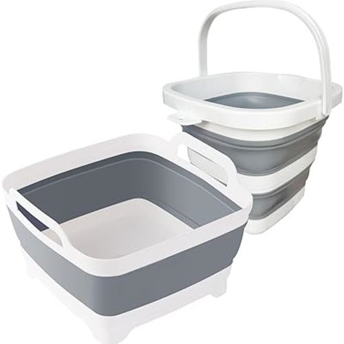Detsuk Collapsible Basin Bucket (9L+5L)-Collapsible Dish Tub Portable Sink-Foldable Sink Tub for Cleaning Foldable Portable Plastic