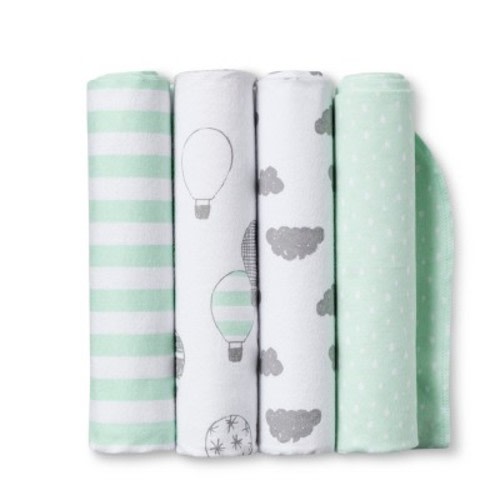 Flannel Baby Blanket In the Clouds 4pk - Cloud Island™ Green
