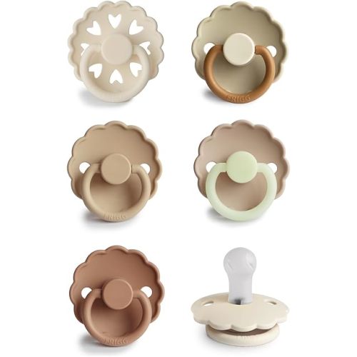 FRIGG SilkySoft Silicone Baby Pacifier 6-Pack Cinnamon Charm | Made in Denmark | BPA-Free (0-6 Months)