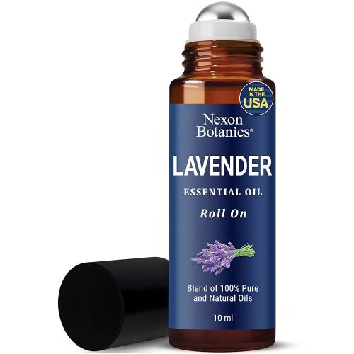 Lavender Essential Oil Roll-On 10 ml - Pure, Natural & Prediluted Oil Blend Roller for Calmness, Relaxation & Skin Care - Nexon Botanics