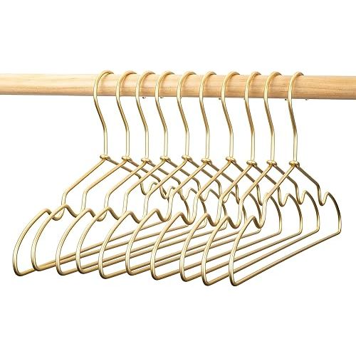 12.6" Matte Gold Metal Kids Baby Hangers, 10Pack, Non Slip, Suit for Coated Wire Children Clothes Hangers, Closet Storage,Retail Display Space Saving for Toddler Coats Infant Hangers