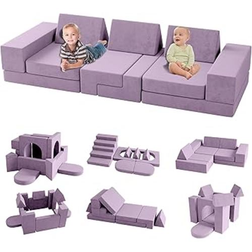 wanan Modular Kids Play Couch, 13PCS Modular Couch Kids for 4 Kids, Kids Couch for Playroom, Modular Kids Couch for Boys and Girls, Kids Play Couch for Kids (Blueberry)