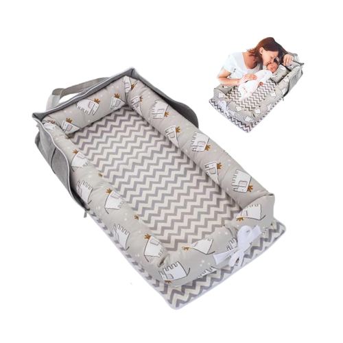 Baby Lounger with Strap,Baby Lounger for Newborn Portable,Baby Nest Cosleeping for Baby in Bed Adjustable Size & Inner Zipper Lengthen Space to 24 Months(Elephant Grey)