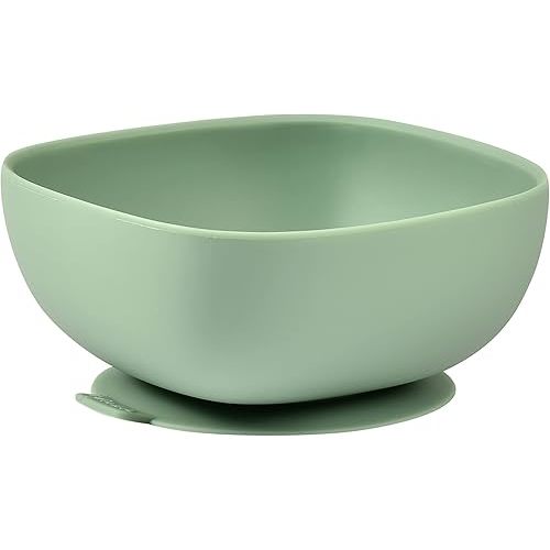Beaba Silicone Suction Baby Bowl, Soft Anti Slip Durable Unbreakable Toddler Bowls, Baby Essentials, Toddler Baby Feeding, (Sage)