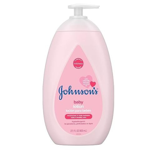 Johnson's Moisturizing Mild Pink Baby Lotion with Coconut Oil for Delicate Baby Skin, Paraben-, Phthalate- & Dye-Free, Hypoallergenic & Dermatologist-Tested, Baby Skin Care, 27.1 Fl. Oz - 27.1 Fl Oz (Pack of 1)