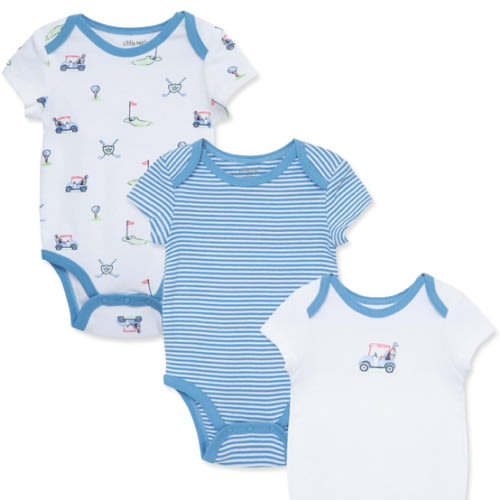 Little Me Clothes for Baby 3-Pack 100% Cotton Scratch Free Tag Bodysuits, Newborn to 9 Months