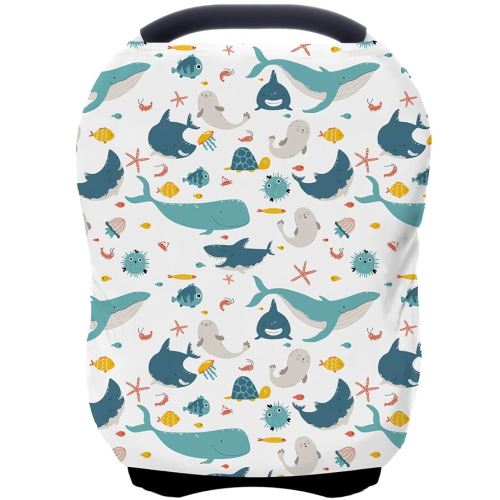 Car Seat Covers for Babies - Multi- use Nursing Carseat Canopy, Breastfeeding Covers, Baby Shower Gifts for Boys and Girls (sea World)