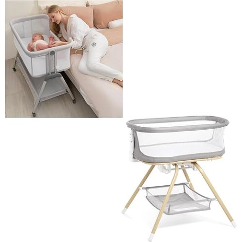 ANGELBLISS Baby Bassinet + Rocking Bassinet with Detachable Portable Nest