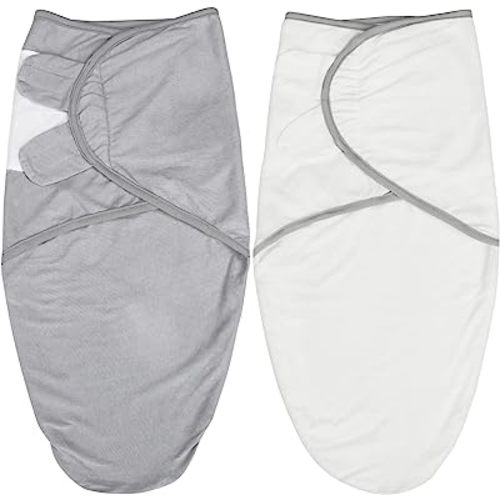 Biloban Baby Swaddle for Boy Girls, Baby Swaddles 3-6 Months, Swaddle Blanket Cotton, Newborn Swaddle, Newborn Essentials, Grey & White, 2 Pack