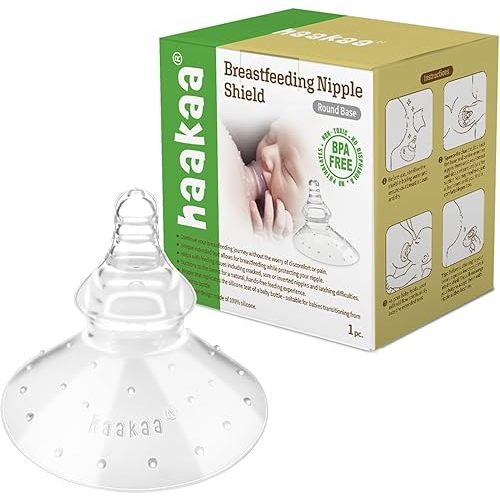 haakaa Nippleshield Silicone Nipple Shields for Breastfeeding with Carry Case Super-Soft, 1pk