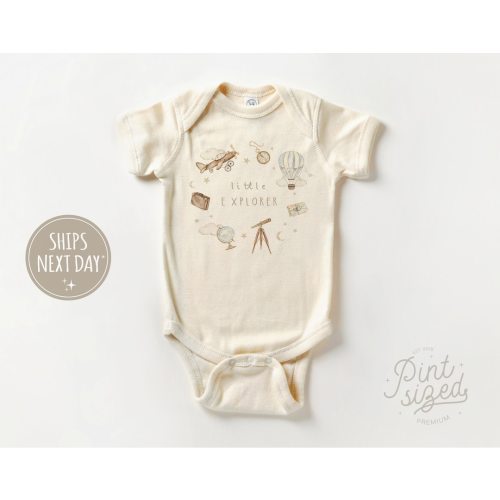 Little Explorer Baby Onesie® - Vintage Boys Bodysuit - Adventure Natural Baby Onesie®