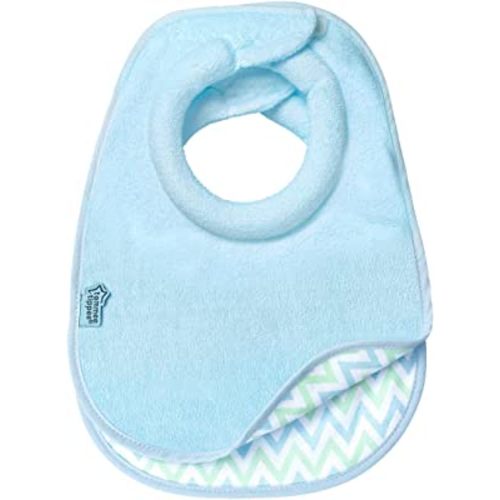 Tommee Tippee Closer to Nature Comfi-Neck Baby Bib with Padded Collar, Reversible – Blue Chevron, 2 Count