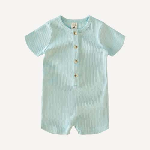 12 month | short sleeve button shortie | glow blue