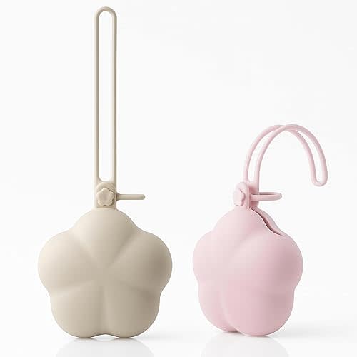 Pacifier Holder Case, Portable Pacifier Storage Case, Flower Shape, 100% Food Grade Silicone Binky Holder for Baby Girls,BPA Free, 2Pcs
