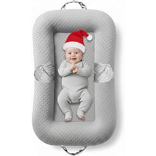 Baby Lounger Pillow : 3-in-1 Infant Lounger for Newborn 0-24 Months, Portable Tummy Time Mat for Home and Travel, Breathable & Soft Baby Seat for Baby, Babies Essentials Gifts