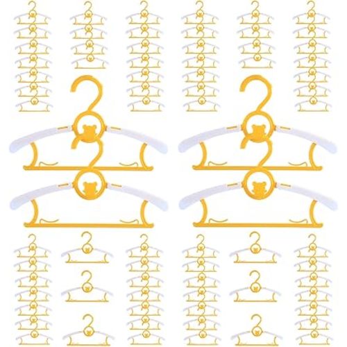 Baby Hangers for Nursery Closet 80 Pack Plastic Kids Clothes Hanger Space Saving Non Slip Extendable Toddler 11-14” Adjustable Hangers Heavy Duty Clothing Infant Hanger Bulk, Yellow