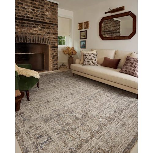 Loloi Chris Loves Julia Ida Collection IDA-06 Slate/Natural 7'-10" x 10', .19" Pile Height, Area Rug