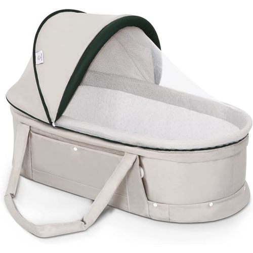 Baby Travel Bassinet Portable Bassinet with 2 in 1 Canopy for Newborn - Light Grey