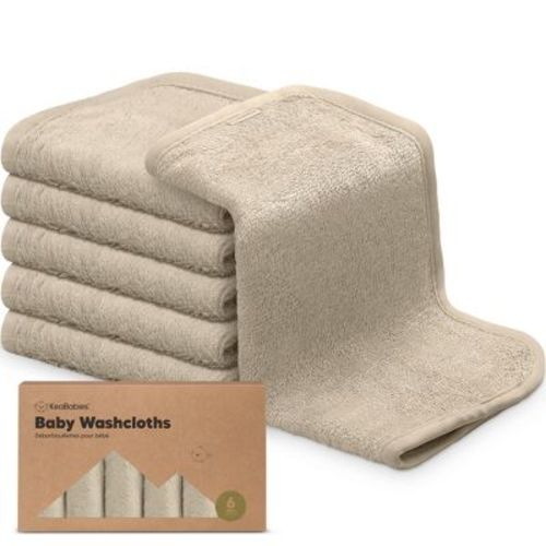 6pk Deluxe Baby Washcloths, Organic And Soft Baby Wash Cloth, Baby Bath Towel, Face Cloths (earth Brown)