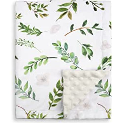 Amazon.com: BORITAR Floral Leaf Baby Blanket for Boys Girls Super Soft Double Layer Minky with Dotted Backing for Nursery Stroller Crib Bed Newborns Spring Summer Fresh Design 30 x 40 Inch(75x100cm) : Baby
