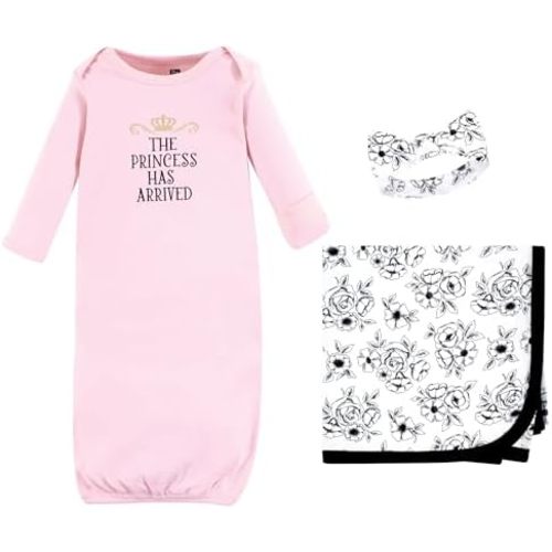 Hudson Baby Unisex Baby Gown, Swaddle Blanket and Cap or Headband