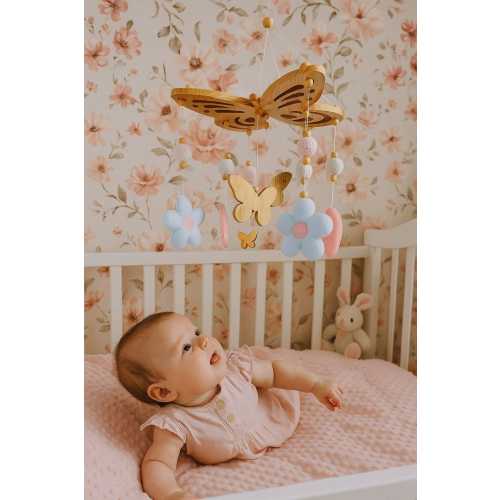 Baby Mobile Butterfly, Butterfly Mobile for Nursery, Flower Mobile, Baby Gigl Mobile, Floral Mobile, Butterfly Crib Mobile, Flower Nusery.