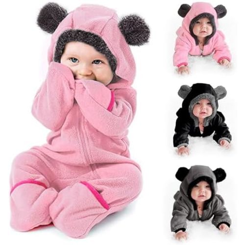 Newborn Baby Girl Winter Outfit Hooded Jumpsuit Infant One Piece Romper Baby Warm Snowsuit Clothes