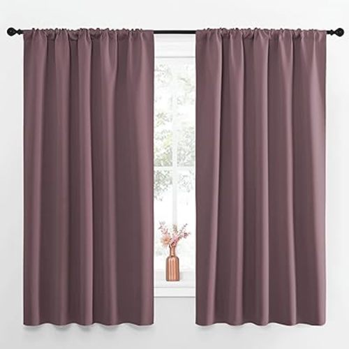 NICETOWN Blackout Curtains for Living Curtains, Room Darkening Curtains & Drapes for Kids Bedroom, Home Decoration Draperies (Dry Rose, 52" x 63", 2 PCs)