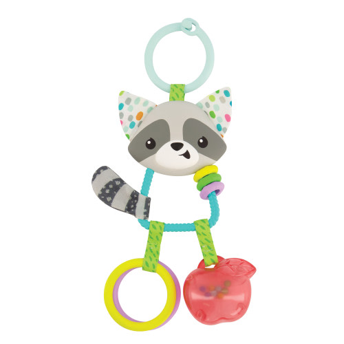Infantino Jingle Charms Rattle, Raccoon, Multicolor for Infants 0+ Months
