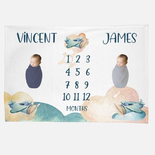 Airplane Twin Baby Milestone Blanket Airplane Twin Baby - Etsy