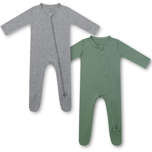 HAPIU Rayon from Bamboo Baby Footed Pajamas, 2 Way Zipper YKK, Footie for Baby Boy Girls, Newborn-24 Months