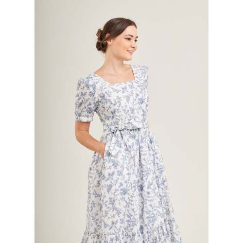 Versa Maxi Dress with Nursing Zippers in Blue Toile Butterfly