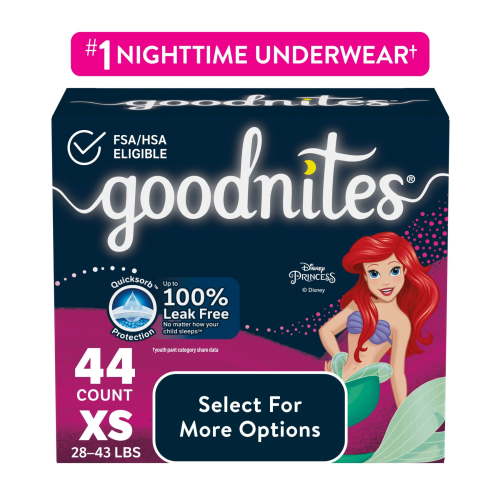 Goodnites Bedwetting Underwear for Girls, XS (28-43 lbs), 44 Ct (Select for More)